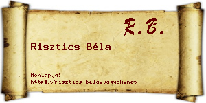 Risztics Béla névjegykártya